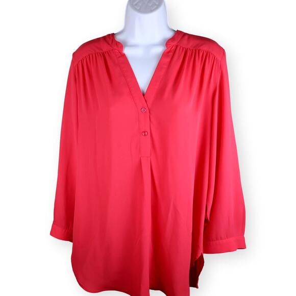 Halogen Pink Split Neck 3/4 Sleeve Blouse M - Picture 1 of 4